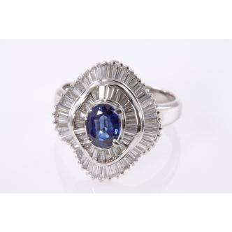 Oval Sapphire and Diamond Ballerina Ring