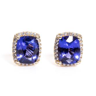 Tanzanite 7.71cts and Diamond Earrings