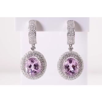 9.95ct Kunzite and Diamond Earrings