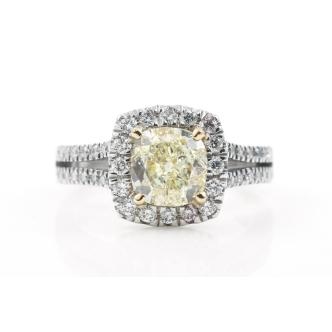2.03ct Fancy Light Yellow Diamond Ring GIA SI1