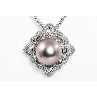 11.6mm Tahitian Pearl and Diamond Pendant