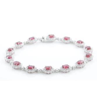 5.90ct Unheated Ruby & Diamond Bracelet GIA