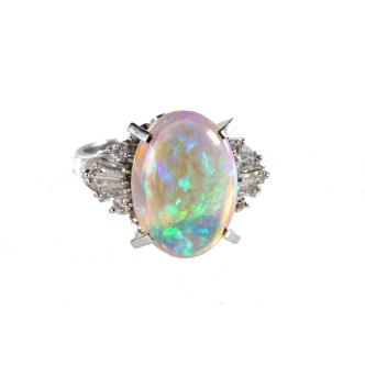 3.48ct Crystal Opal and Diamond Ring