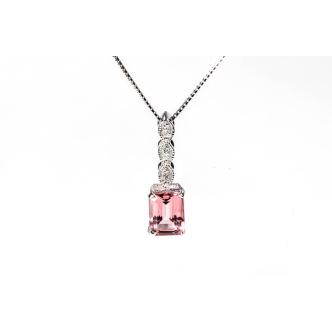 Pink Tourmaline and Diamond Pendant