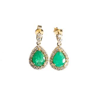 3.11ct Emerald and Diamond Earrings