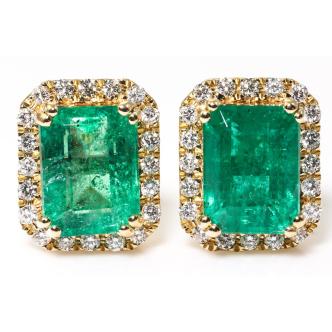 3.81ct Emerald and Diamond Earrings