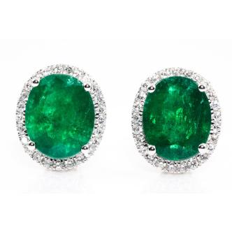 4.36ct Emerald and Diamond Earrings