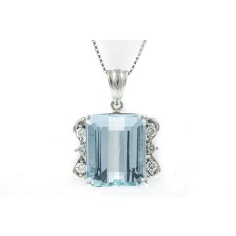 9.10ct Aquamarine and Diamond Pendant