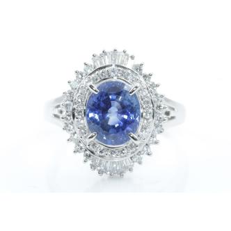 3.30ct Unheated Sapphire & Diamond Ring