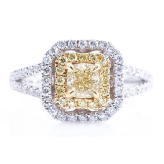 Yellow and White Diamond Ring