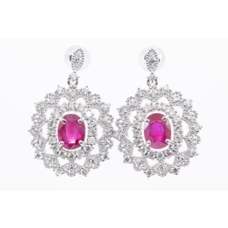 2.23ct Burmese Ruby and Diamond Earrings GIA
