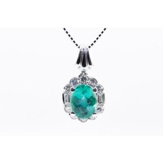 1.00ct Emerald and Diamond Pendant
