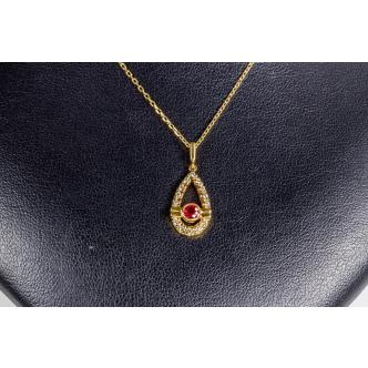 Mikimoto Ruby and Diamond Pendant