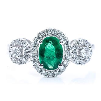 0.85ct Emerald and Diamond Ring
