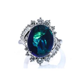 3.55ct Black Opal and Diamond Ring