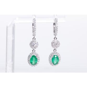 1.70ct Emerald and Diamond Earrings