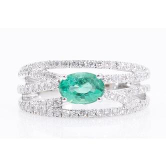 0.68ct Emerald and Diamond Ring