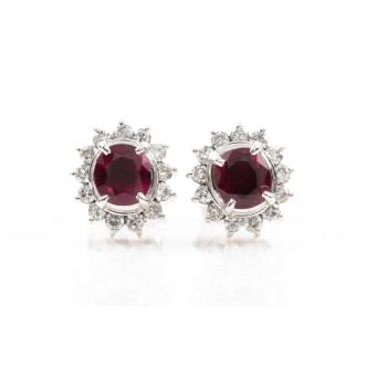 0.89ct Ruby and Diamond Earrings