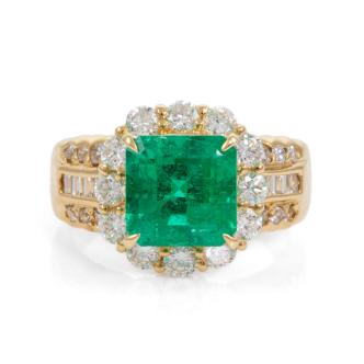 2.98ct Emerald and Diamond Ring