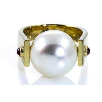 South Sea Pearl and Ruby Ring
