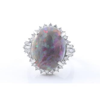8.25ct Black Opal and Diamond Ring