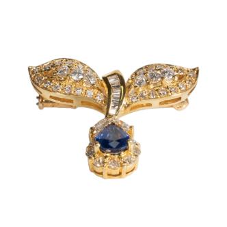 1.06ct Sapphire and Diamond Brooch