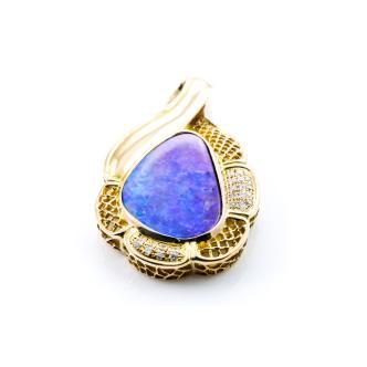 Boulder Opal and Diamond Pendant