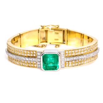 8.08ct Emerald and Diamond Bangle