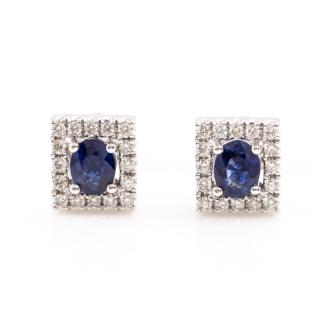 Oval Sapphire and Diamond Earrings