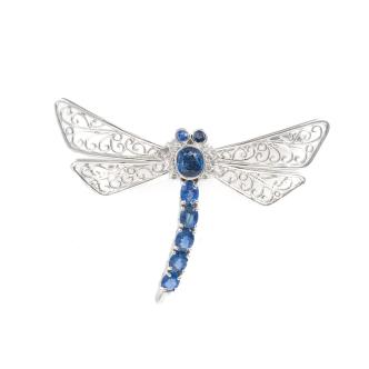 Sapphire and Diamond Dragonfly Brooch