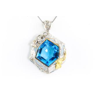 83.77ct Blue Topaz & Diamond Pendant