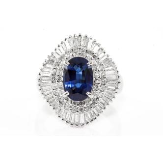 2.29ct Blue Sapphire and Diamond Ring