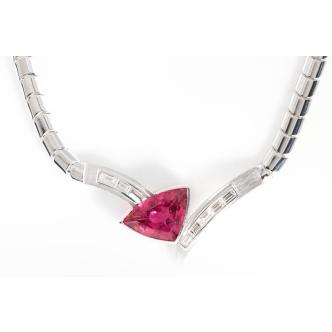 5.32ct Pink Torumaline & Diamond Necklace