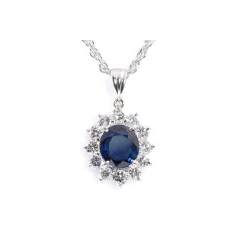 1.74ct Blue Sapphire and Diamond Pendant