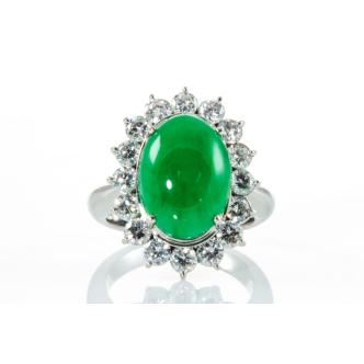 6.98ct Jade and Diamond Ring