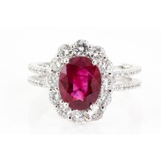 2.32ct Burmese Ruby & Diamond Ring