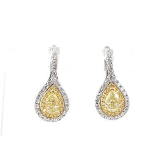 1.67ct Yellow and White Diamond Earrings