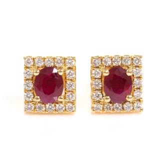 0.78ct Ruby and Diamond Earrings