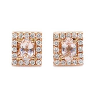 Oval Morganite and Diamond Earrings