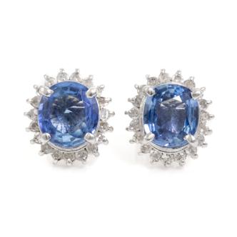 1.99ct Blue Sapphire & Diamond Earrings