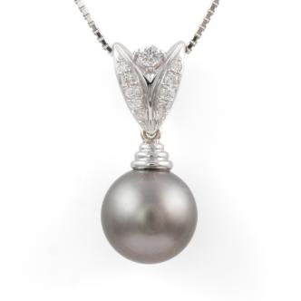 11.1mm Tahitian Pearl & Diamond Pendant