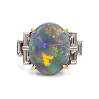 6.60ct Black Opal and Diamond Ring
