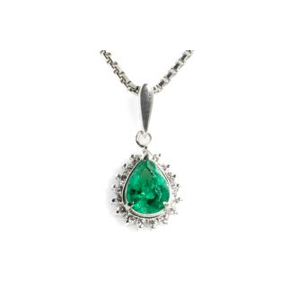 0.91ct Emerald and Diamond Pendant