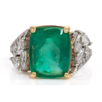 6.37ct Zambian Emerald and Diamond Ring