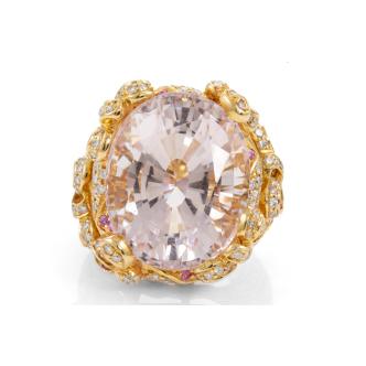 35.02ct Kunzite, Sapphire & Diamond Ring