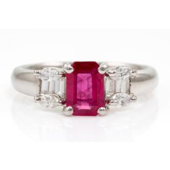 0.83ct Ruby and Diamond Ring