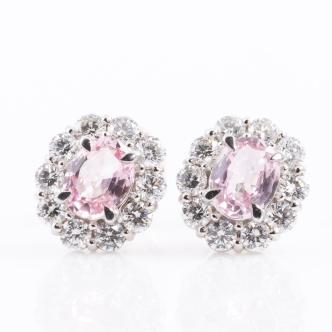 0.78ct Pink Sapphire & Diamond Earrings