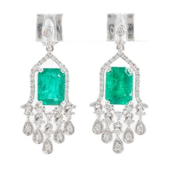 1.55ct Emerald and Diamond Earrings