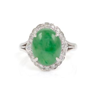 4.34ct Jade and Diamond Ring