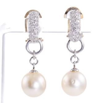 10.2mm Pearl and Diamond Earrings
